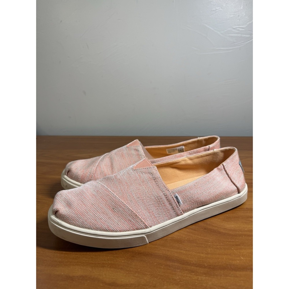 TOMS Slip On Flat Shoes Comfort Casual Travel Peach Orange Canvas Cupsole 11